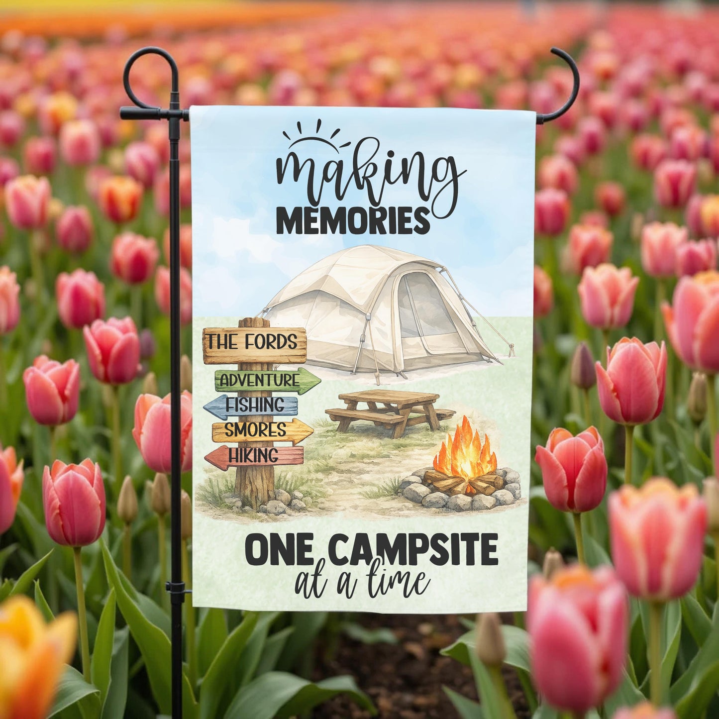 Personalized Camping Flag - Custom Tent Camping Garden Flag 12x18 Double Sided - full product view