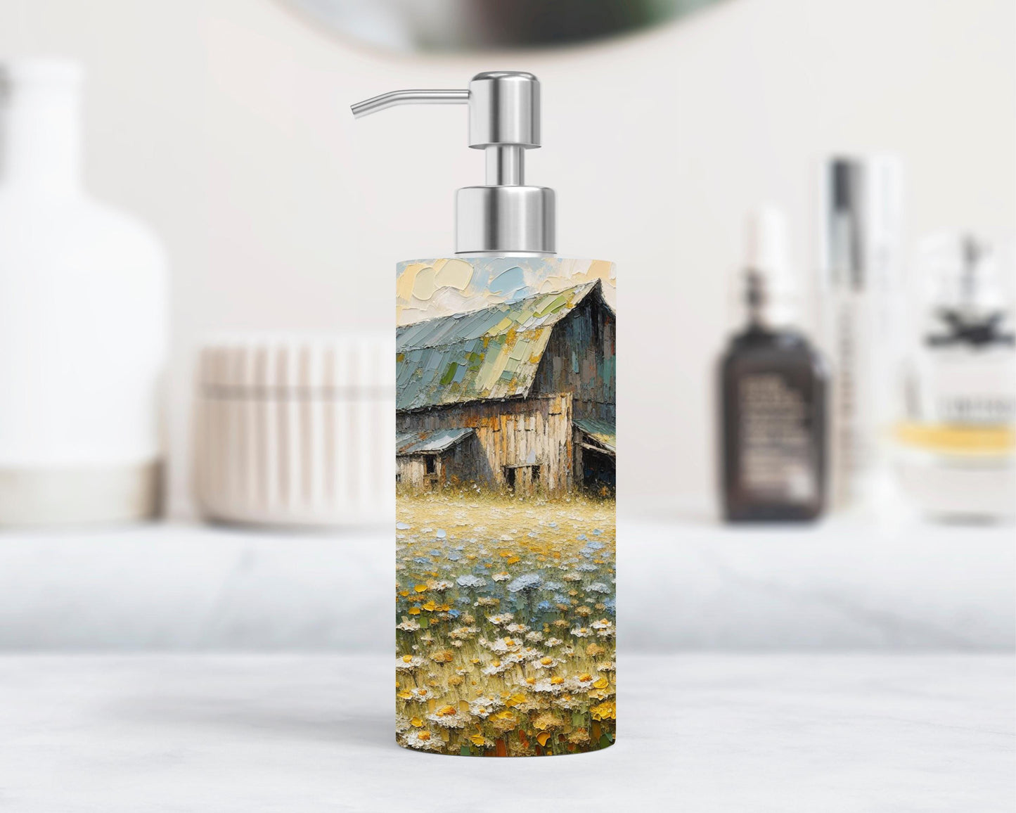 Wildflower Meadow Soap Dispenser for Rustic Farmhouse Kitchen Decor