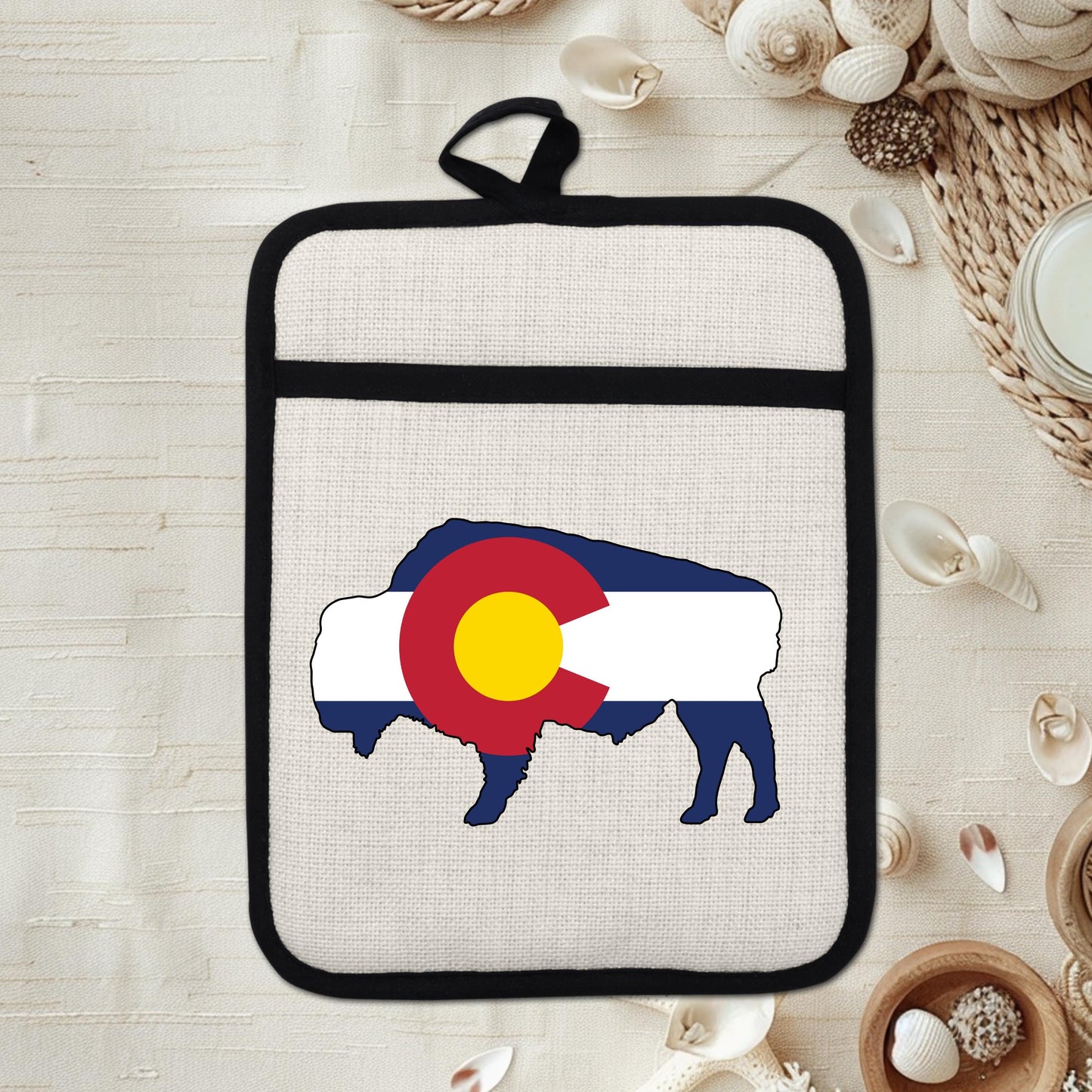 Bison Pot Holder – Colorado Pot Holder With Linen & Silicone, Heat Resistant Trivet