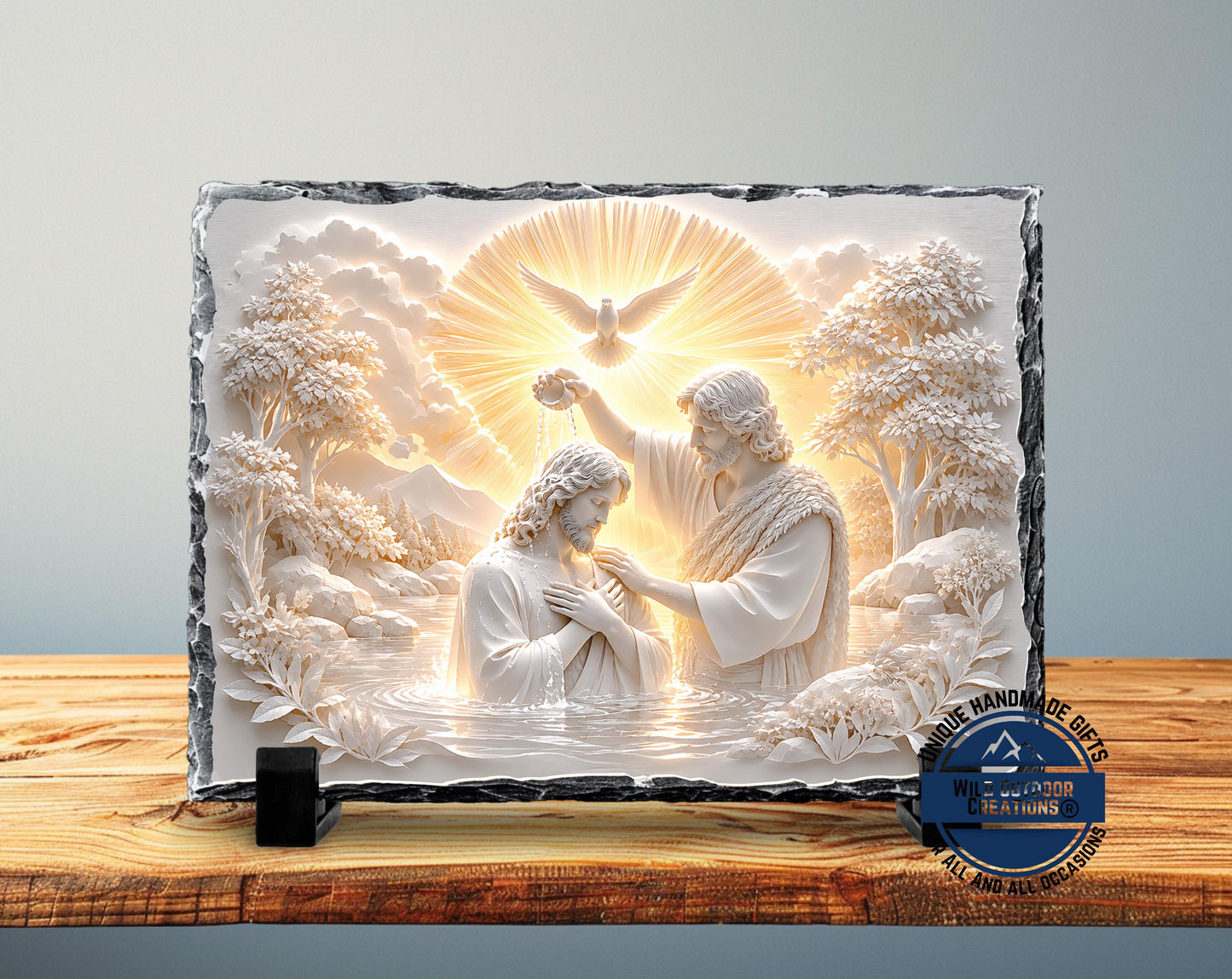 Holy Spirit Dove Baptism Slate Plaque, Jesus John Baptist Religious Decor, Confirmation Gift