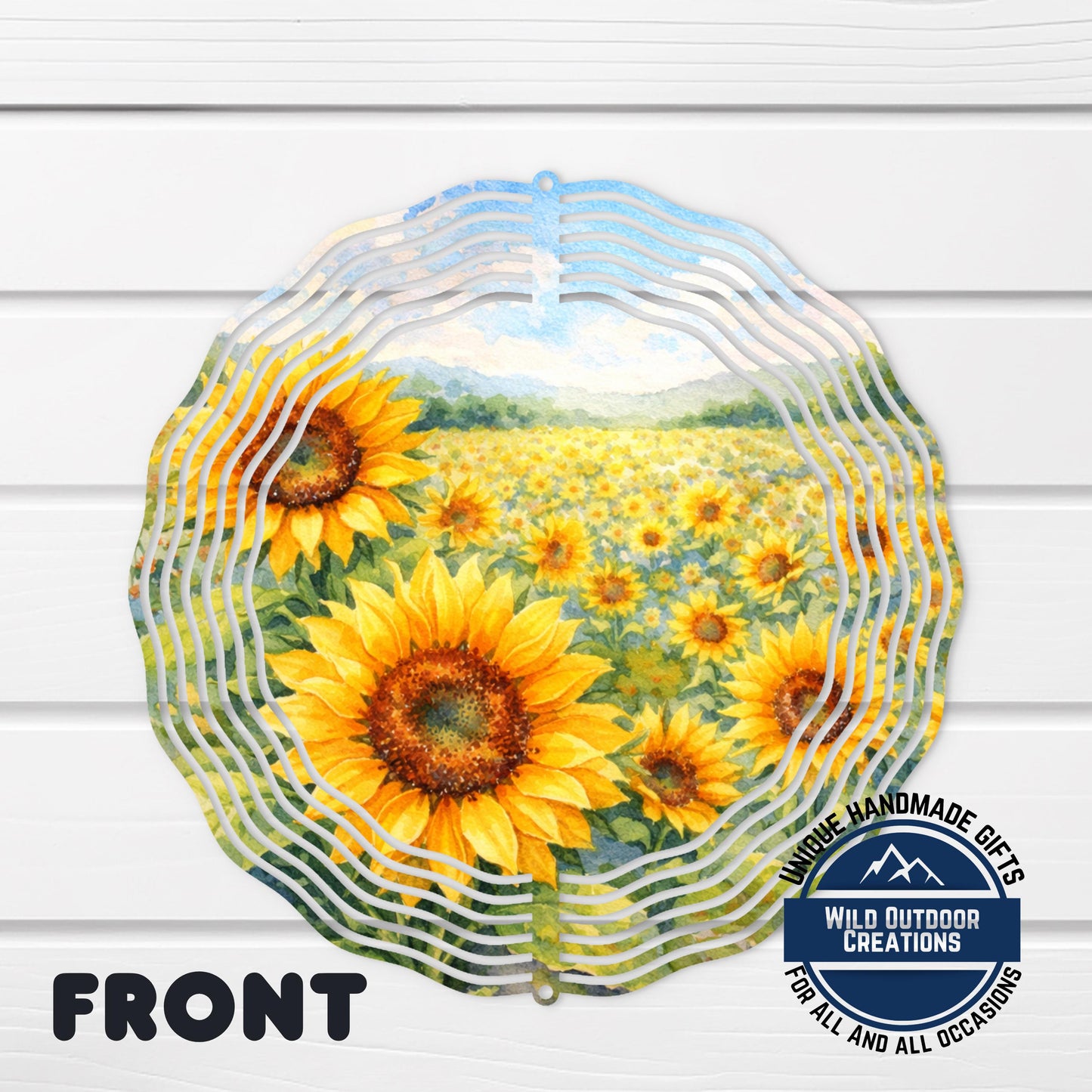 Sunflower Wind Spinner - Double Sided Aluminum Garden Spinner, 10 Inch Patio Hanging Decor