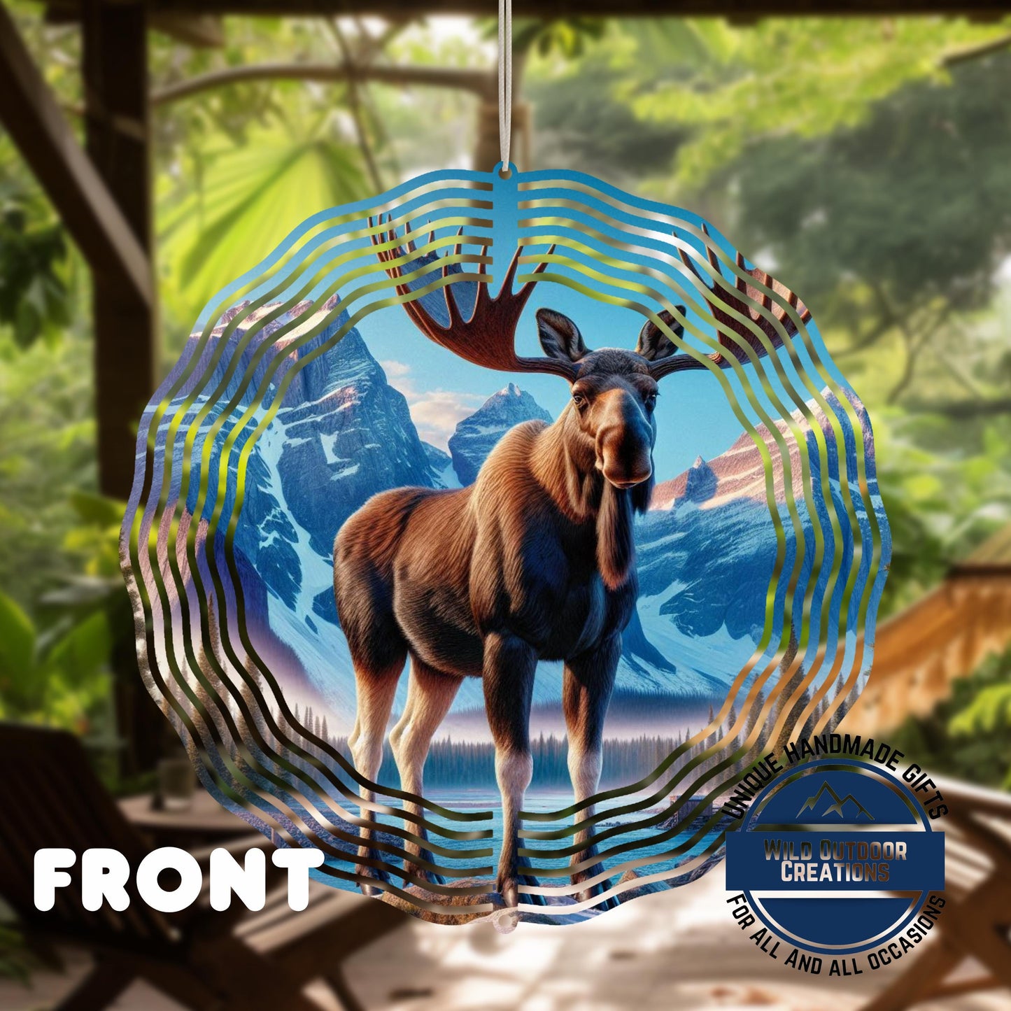 Moose Wind Spinner - 10 Inch Double-Sided Aluminum Rustic Cabin Decor