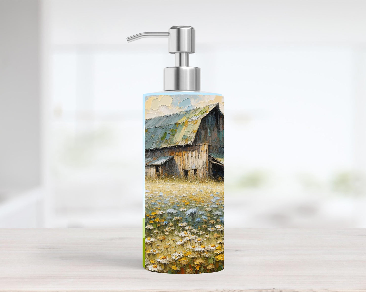 Wildflower Meadow Soap Dispenser for Rustic Farmhouse Kitchen Decor