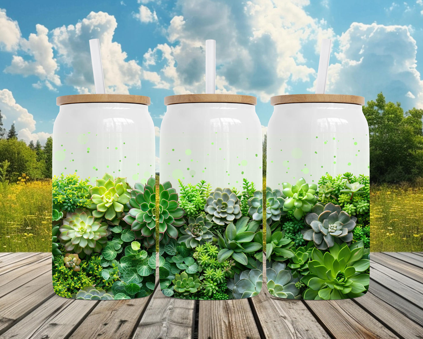 Succulent Plant Tumbler, Plant Mom Gift, 16oz Botanical Soda Can, Terrarium Tumbler