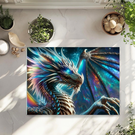 Dragon Tempered Glass Cutting Board  Stunning Kitchen Art Featuring Majestic Dragon Design