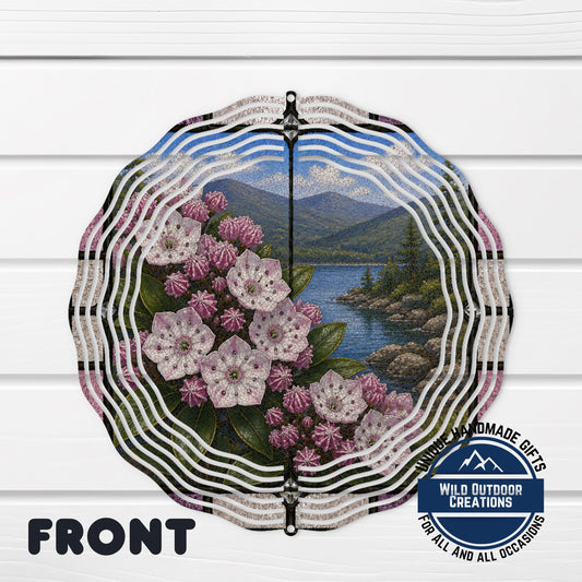 Mountain Laurel Wind Spinner - Connecticut State Flower Aluminum Garden Spinner, UV Protected