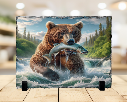 Bear Slate Picture With Display Legs, Outdoor Lover Gift