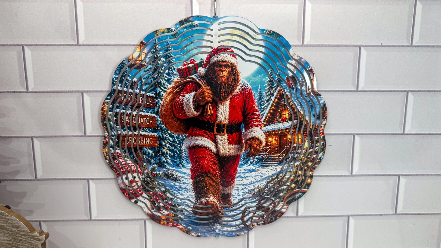 Bigfoot Santa Wind Spinner, 360 Swivel, Indoor Outdoor, 10 Inch