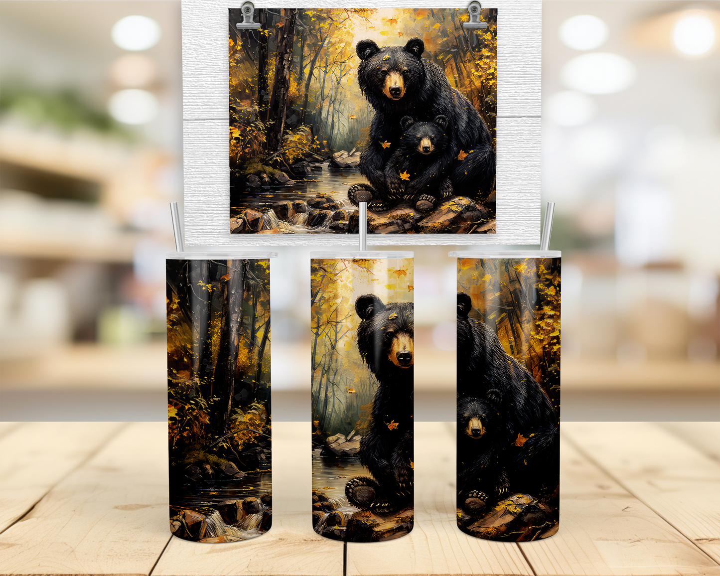 Black Bear Tumbler, To Go Bottle, Wildlife Lover Gift, Unique Gifts for Mother