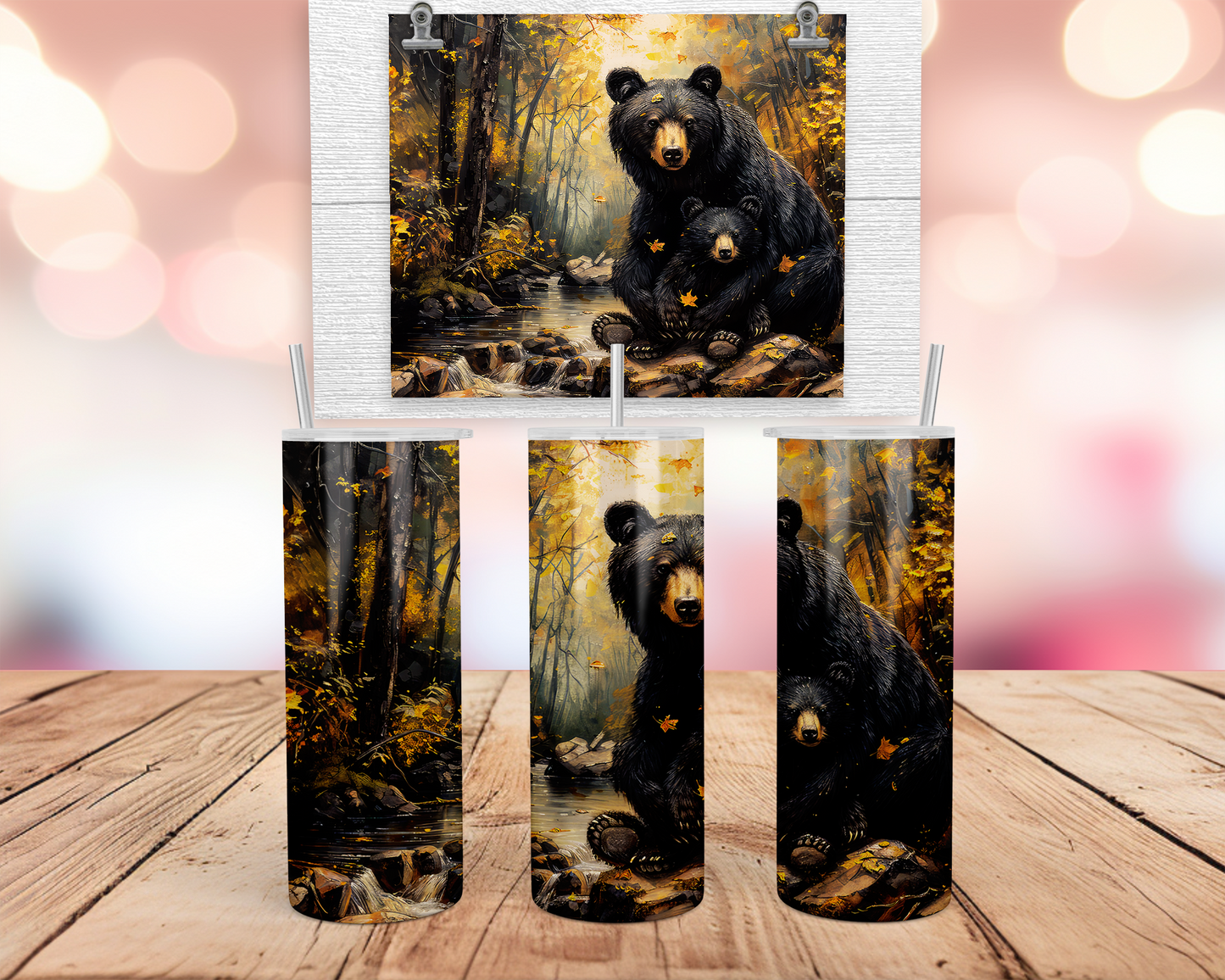 Black Bear Tumbler, To Go Bottle, Wildlife Lover Gift, Unique Gifts for Mother