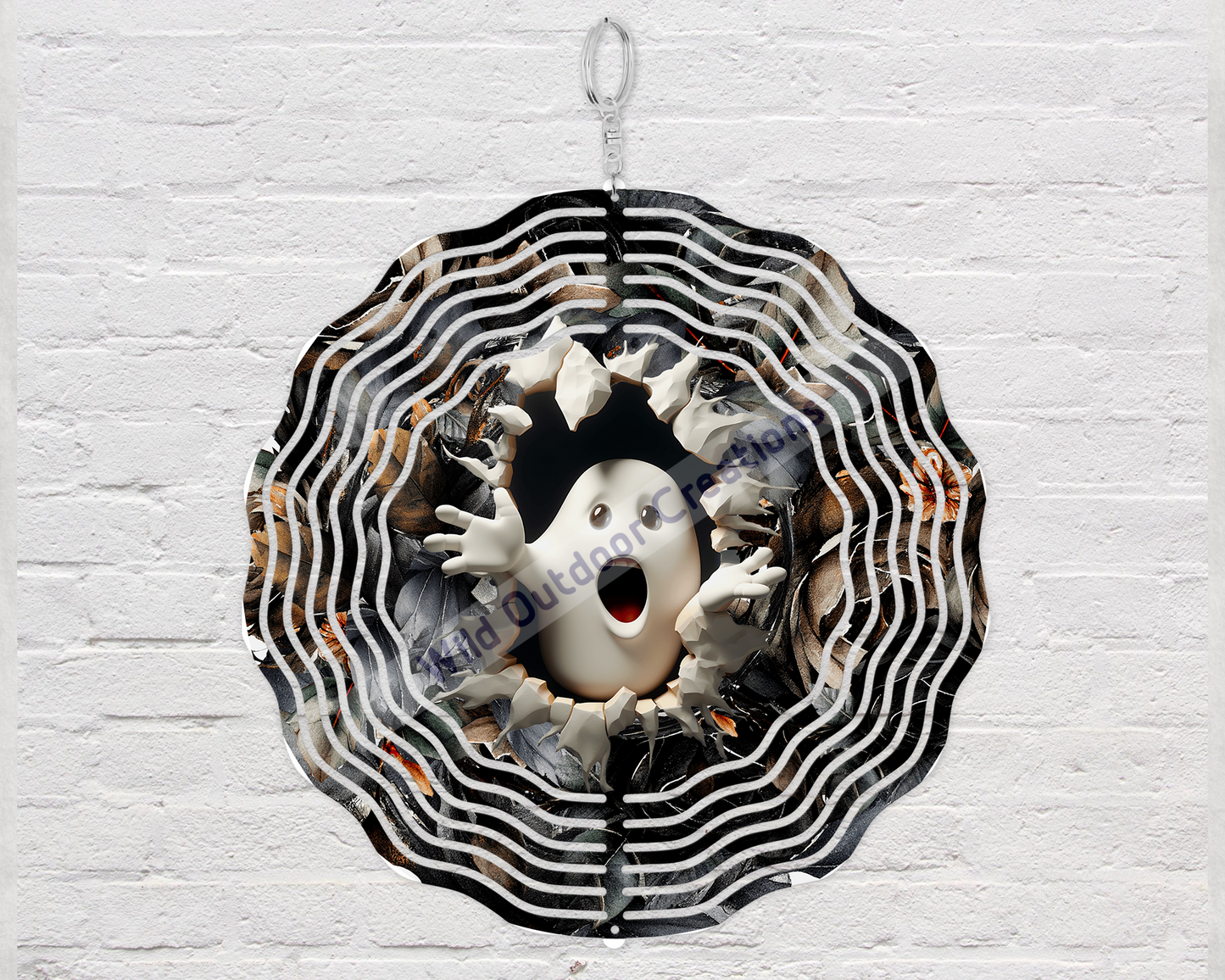 Ghost 3D 10' inch Wind Spinner, Halloween Front Port Decor