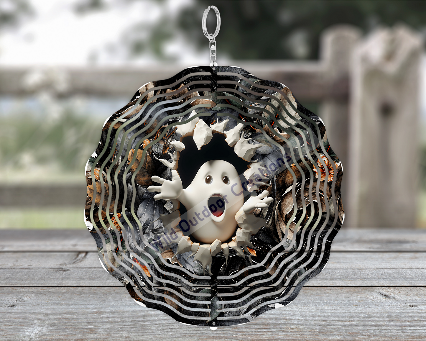 Ghost 3D 10' inch Wind Spinner, Halloween Front Port Decor