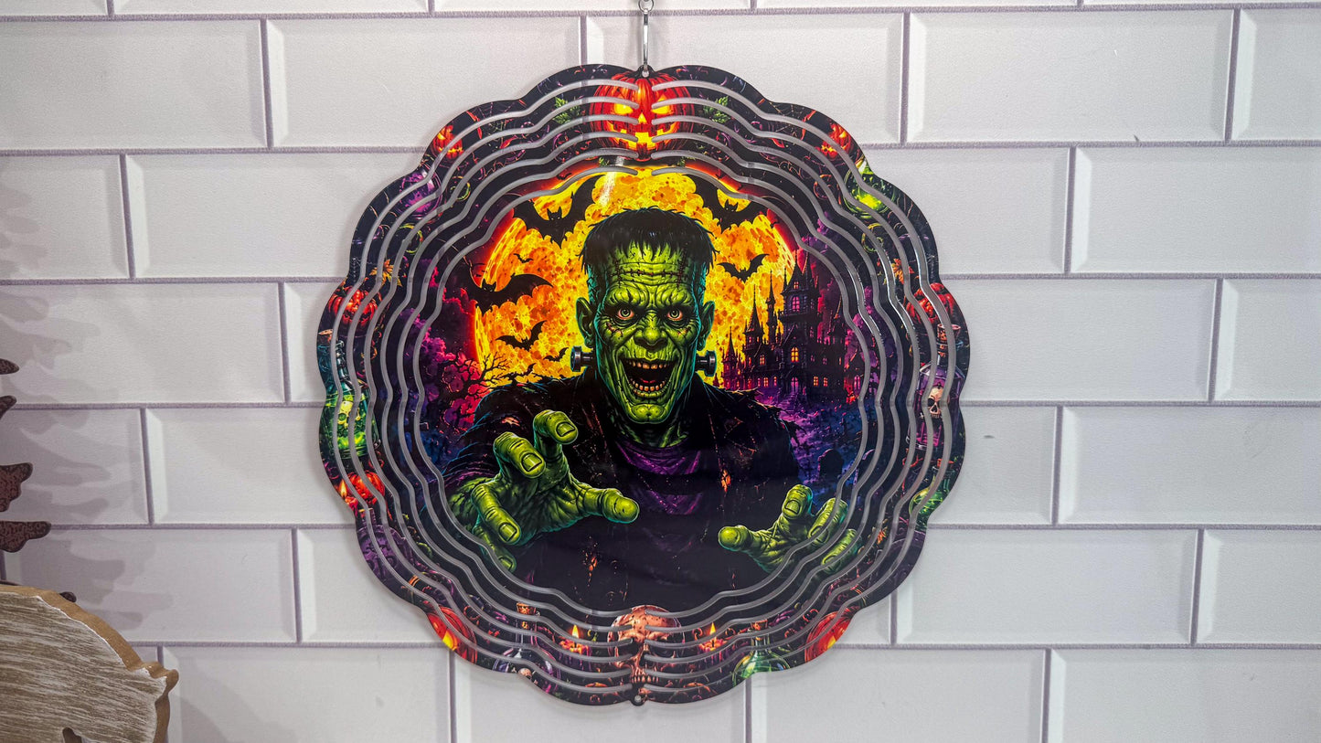 Monster Wind Spinner, 10 Inch Halloween Porch Décor | 360 Swivel | Indoor Outdoor Display