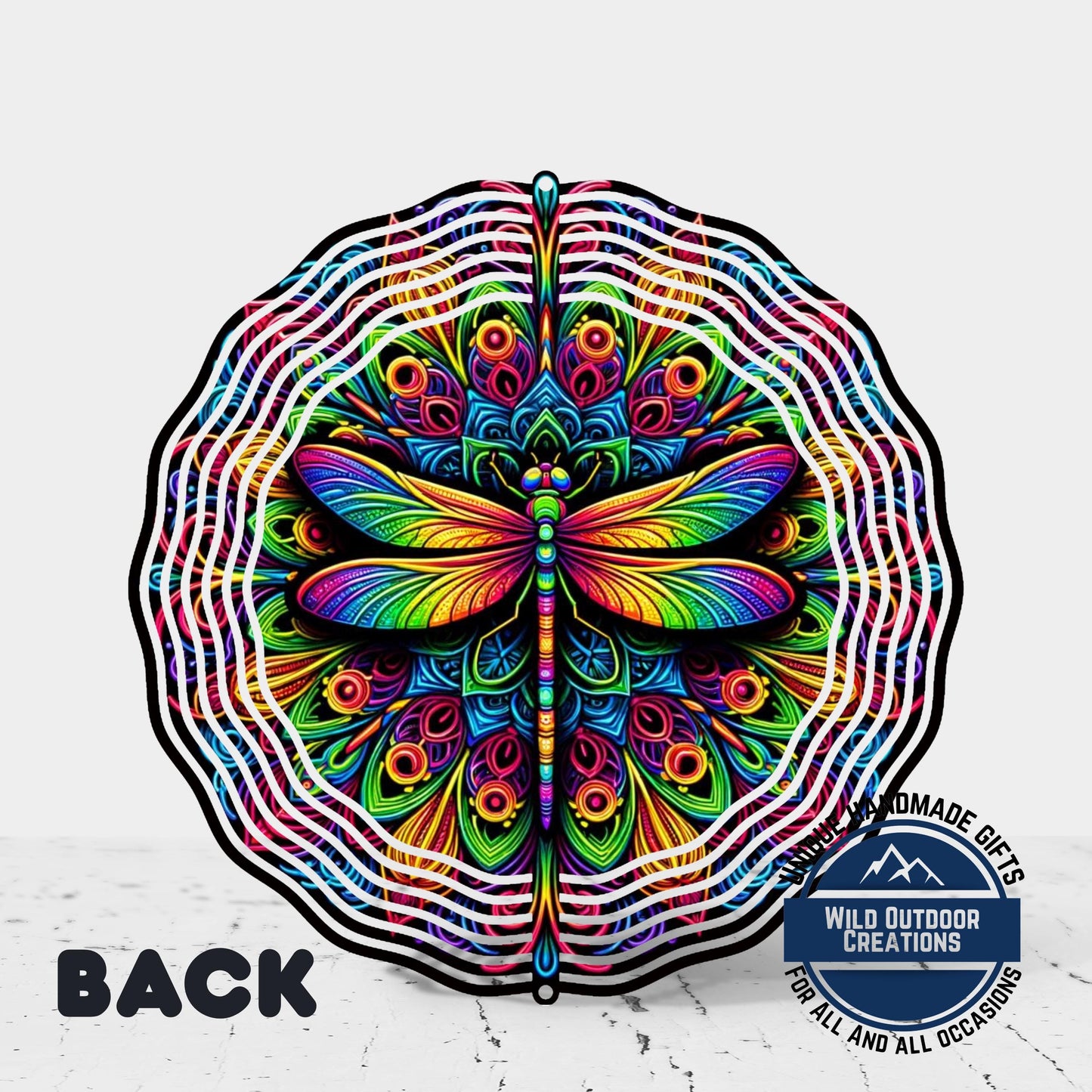 Dragonfly Wind Spinner - Neon Garden Decor | Aluminum Patio Wind Decoration - additional product photo 10