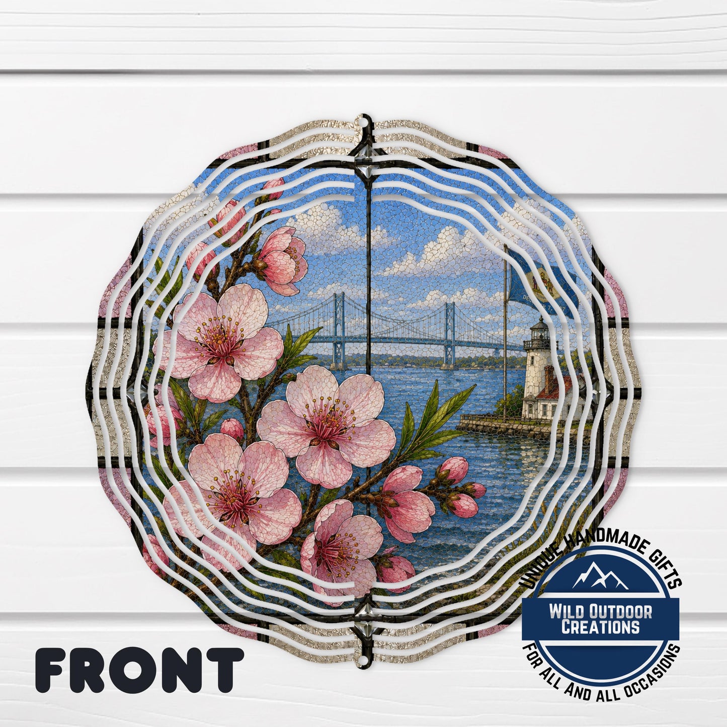 Peach Blossom Wind Spinner - Delaware State Flower Aluminum Outdoor Garden Decor