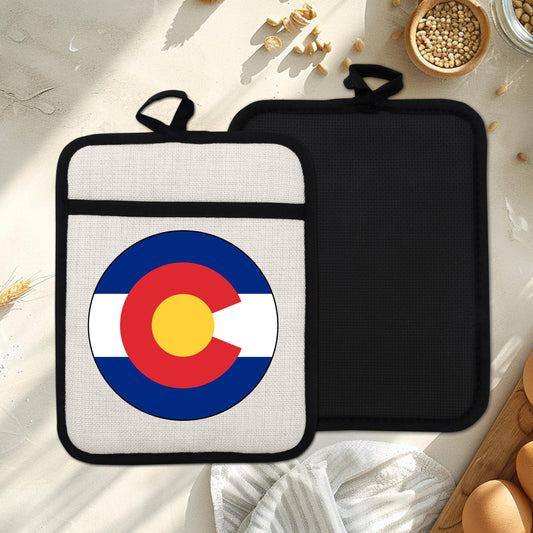 Colorado State Flag Pot Holder – Durable Linen & Silicone Kitchen Grip 9x7 Inches
