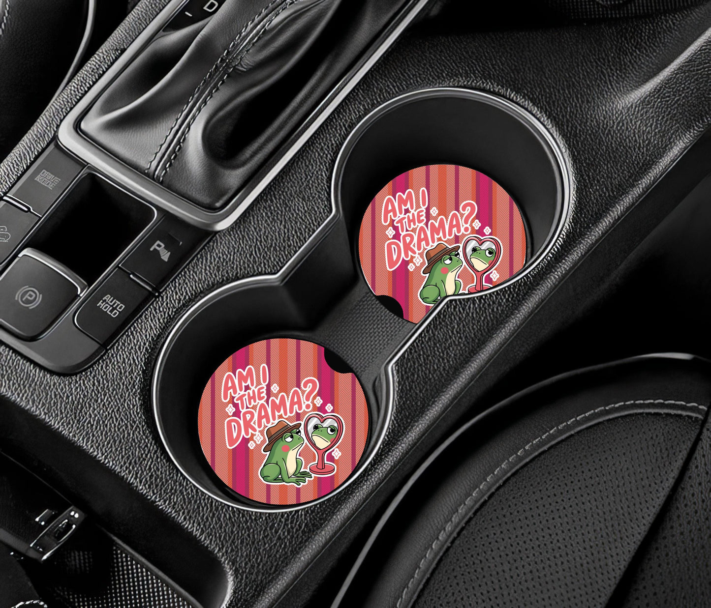 Frog Mirror Sandstone Car Coaster - Fun and Functional Auto Accessory
