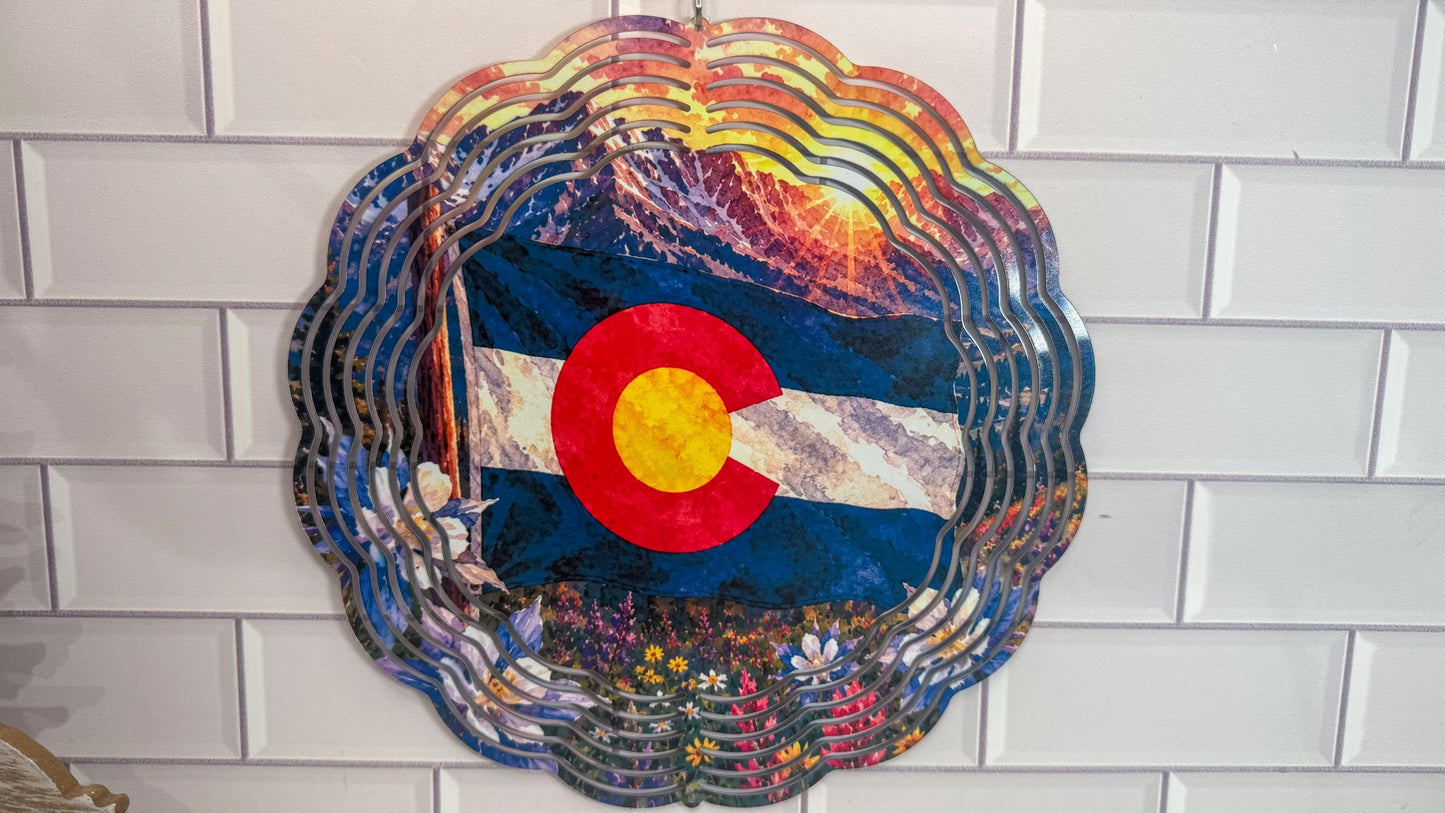 Colorado Flag Wind Spinner | 360 Swivel Indoor-Outdoor Accent Set