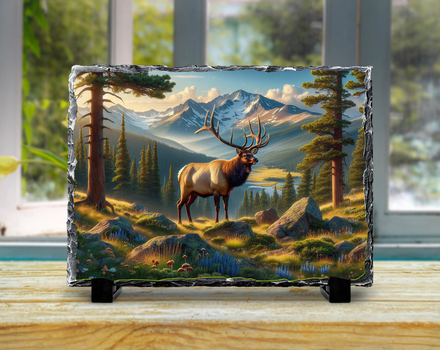 Elk Wall Art - Nature Slate Plaque | Rustic Cabin Decor | Wildlife Gift Idea