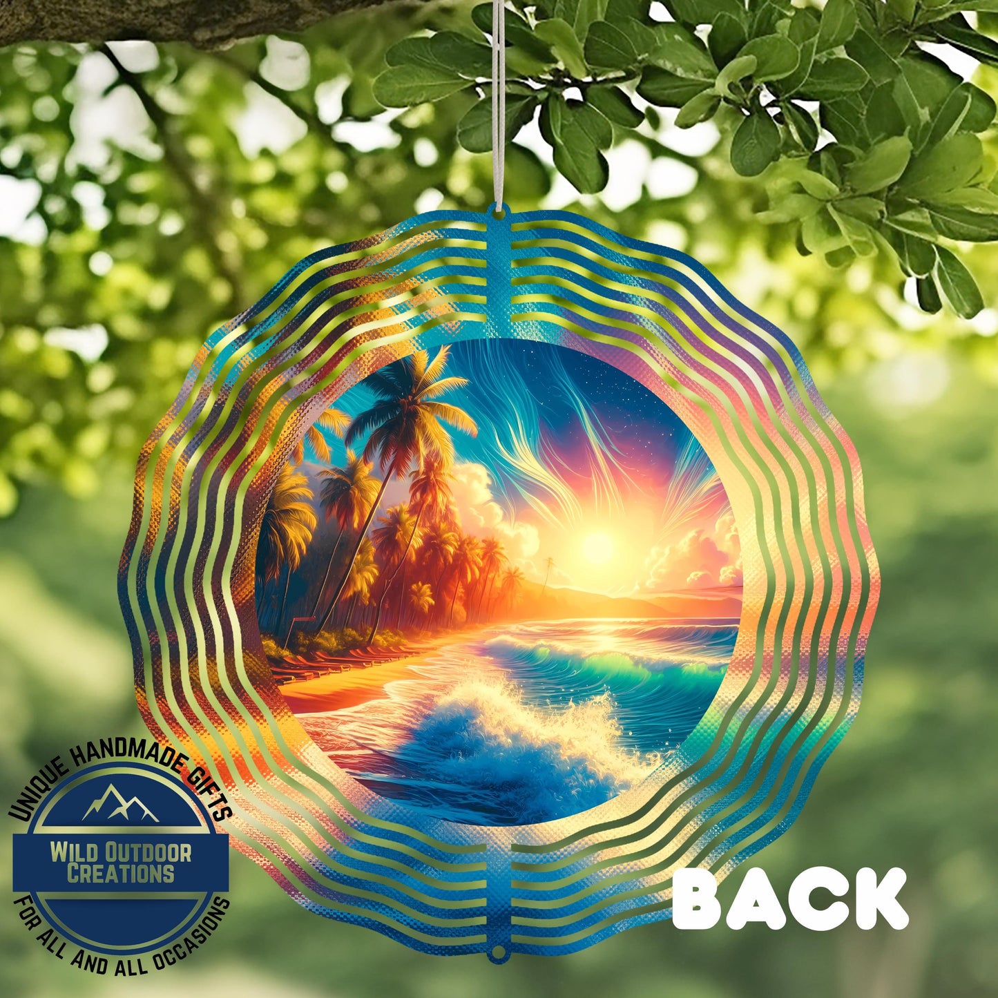 Garden Wind Spinner - Beach Sunset Spinner | Aluminum Coastal Decor, UV Protected