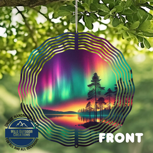 Aurora Borealis Wind Spinner - Double Sided Aluminum Garden Decor with 360 Degree Swivel