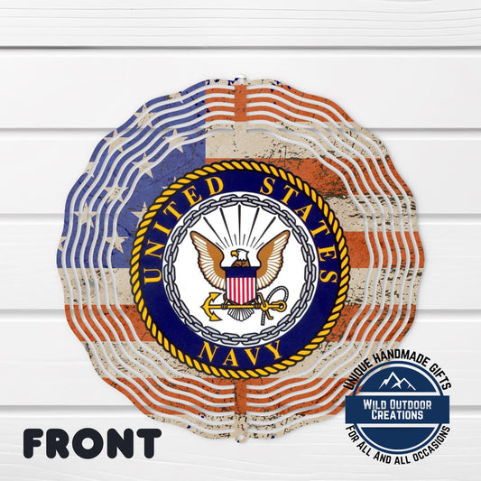 Navy Veteran Wind Spinner – Patriotic Garden Decor | Durable Aluminum, 10-Inch