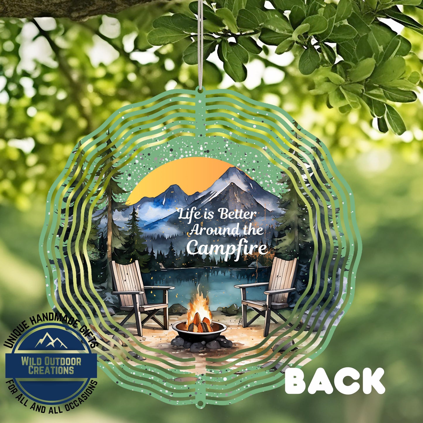 Campfire Wind Spinner – Outdoor Garden Decor | Aluminum Double-Sided Design