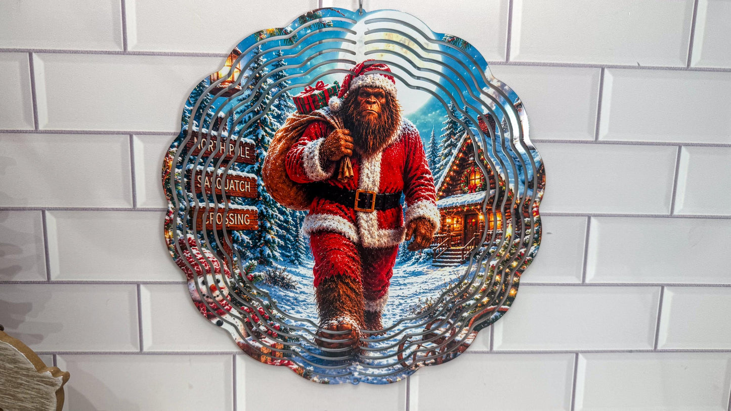 Bigfoot Santa Wind Spinner, 360 Swivel, Indoor Outdoor, 10 Inch