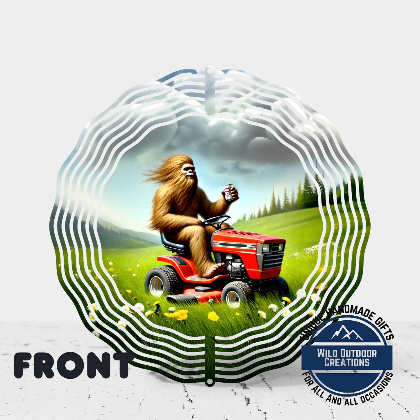 Bigfoot Wind Spinner - Funny Sasquatch Garden Decor | Aluminum Outdoor Yard Art - additional angle