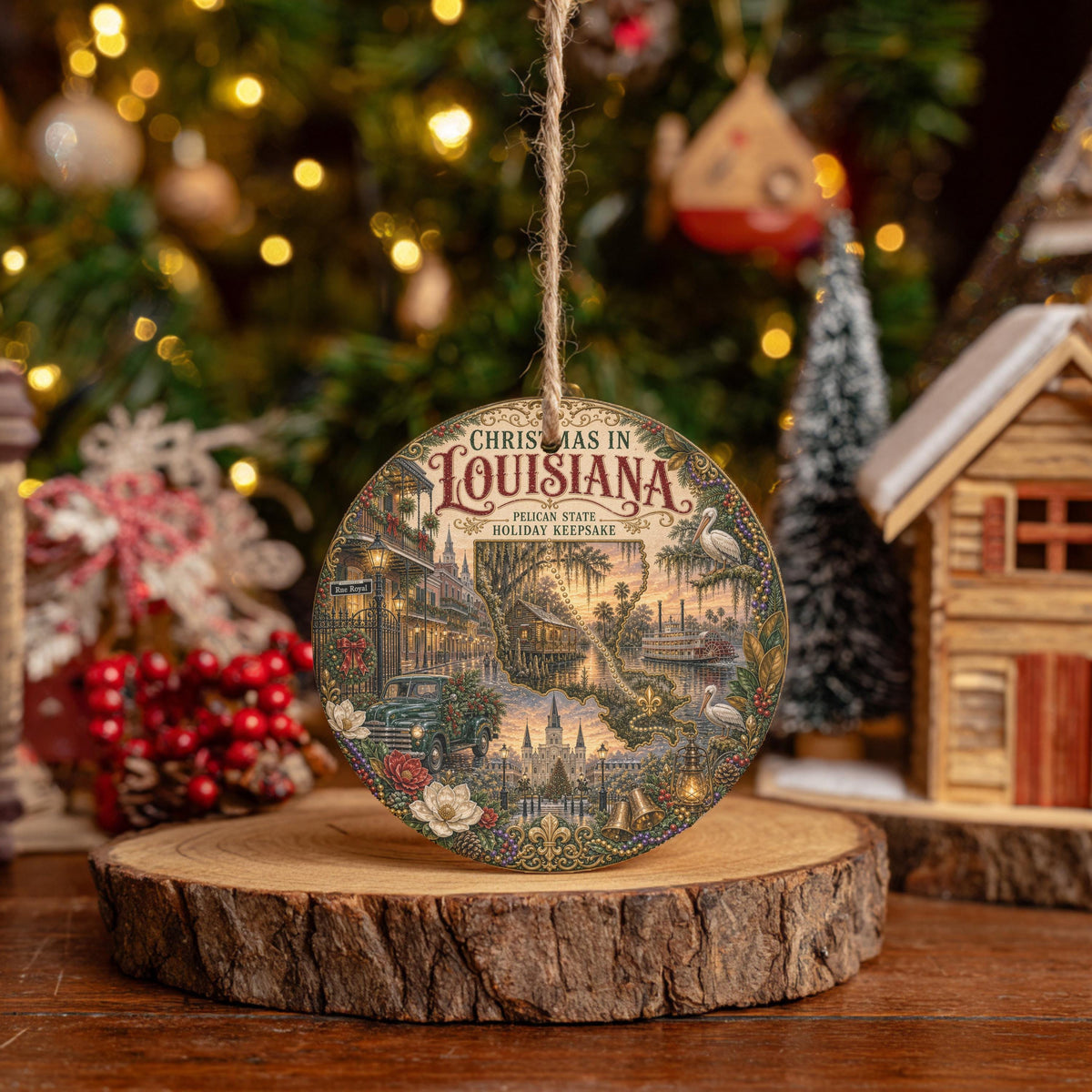 Louisiana Christmas Ornament | French Quarter Ceramic Keepsake