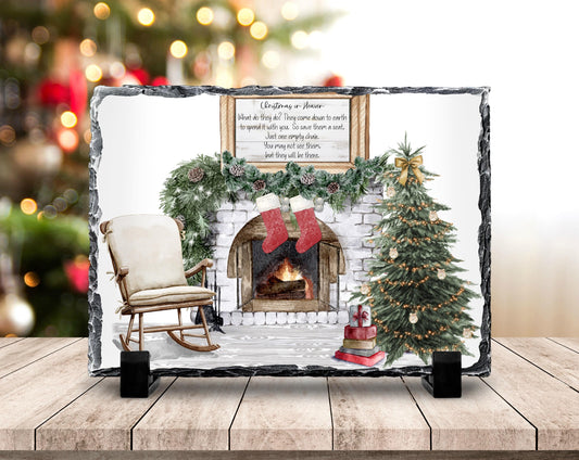 Christmas Memorial Slate Sign with Rustic Scene  Heartfelt Quote  A Thoughtful Gift for Grieving Families