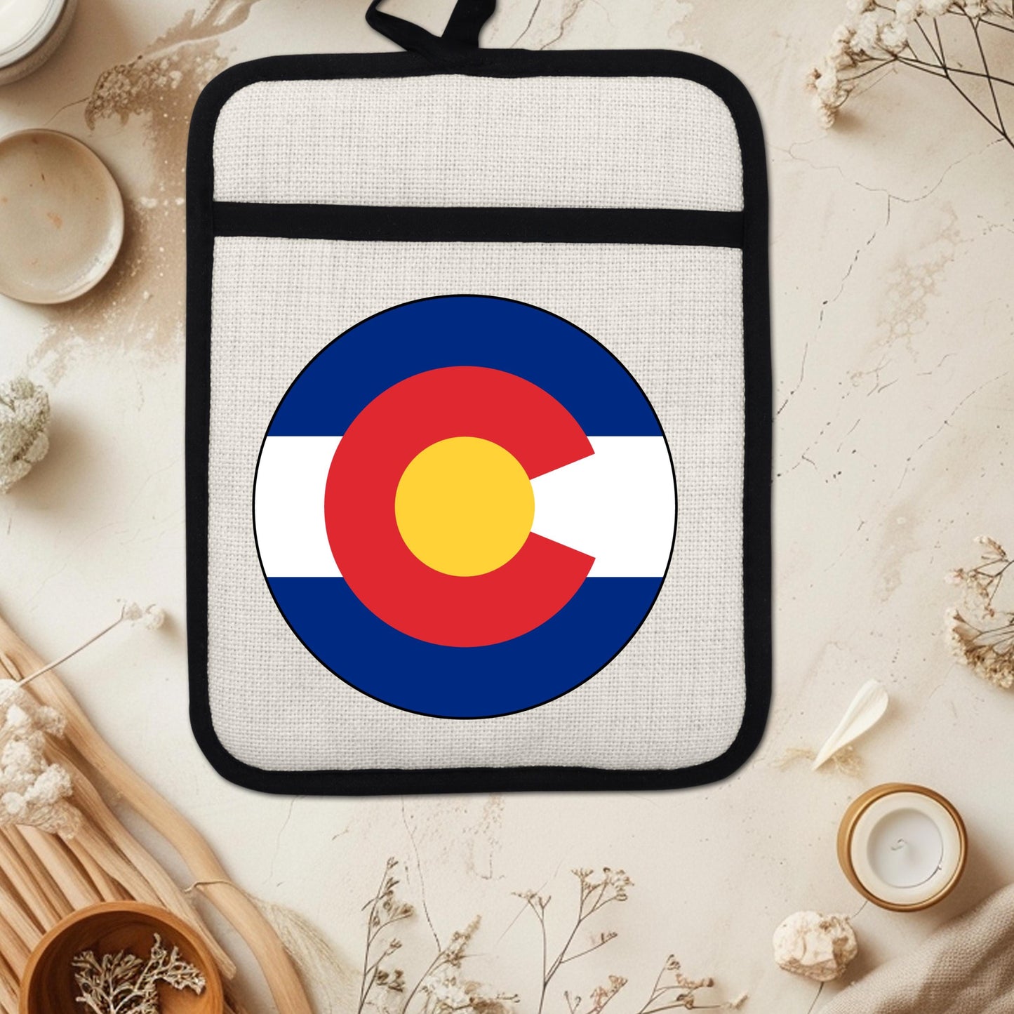 Colorado State Flag Pot Holder – Durable Linen & Silicone Kitchen Grip 9x7 Inches