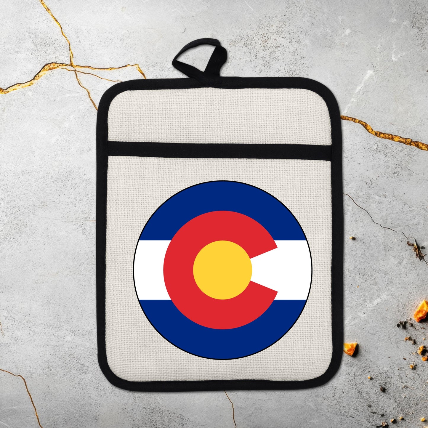 Colorado State Flag Pot Holder – Durable Linen & Silicone Kitchen Grip 9x7 Inches