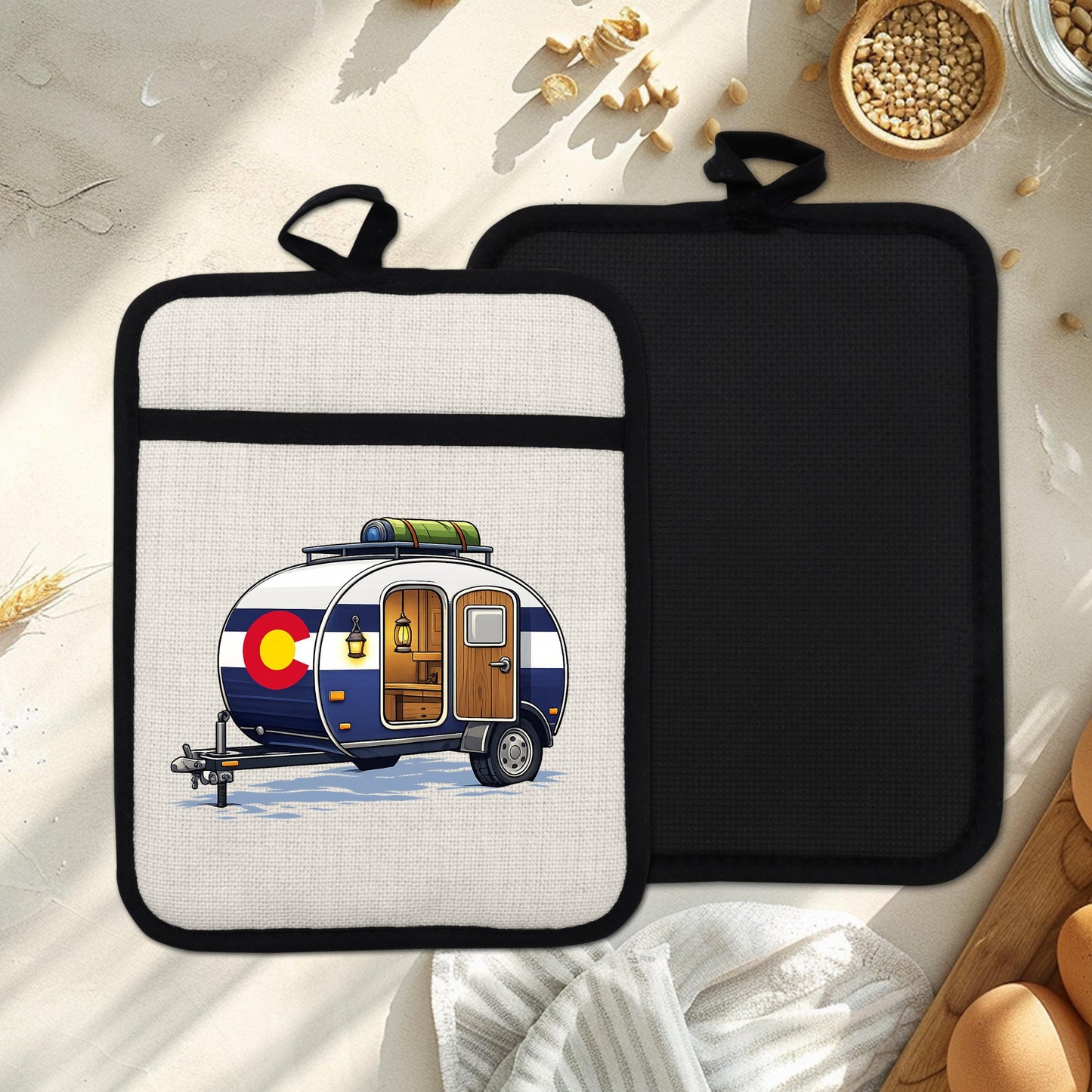 Pot Holder Oven Mitt - Heat Resistant Silicone Trivet | Colorado Camper Gift