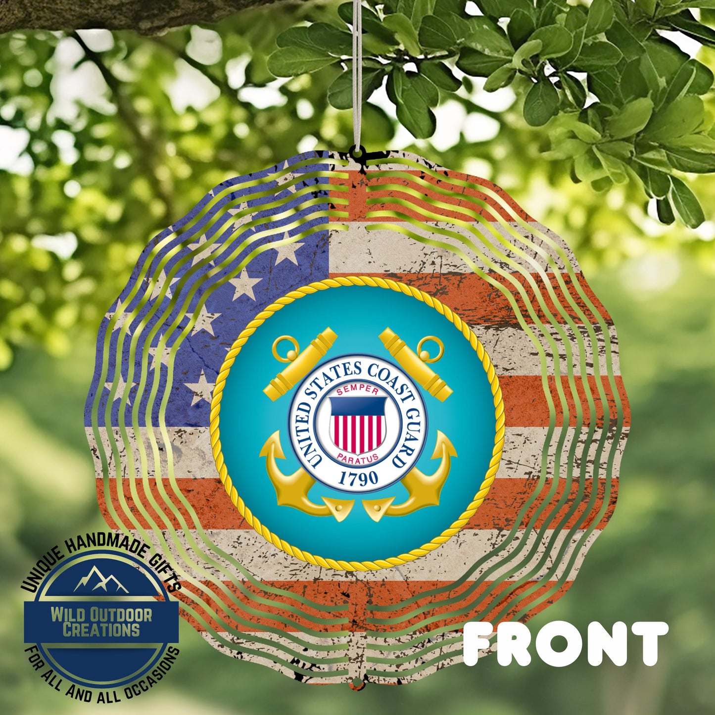 Coast Guard Wind Spinner – Patriotic Garden Decor | Durable Aluminum Outdoor Art - additional angle