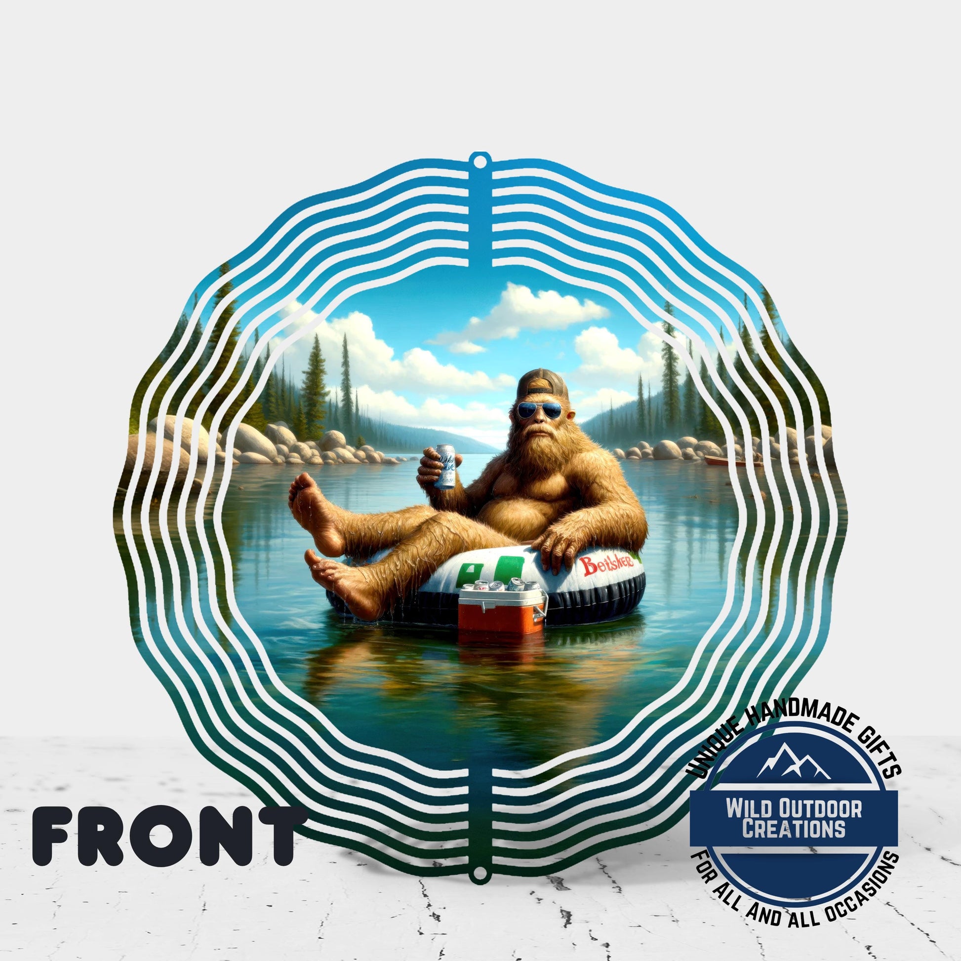 Bigfoot Wind Spinner - Aluminum Garden Decor | Double-Sided Lake House Ornament - additional angle