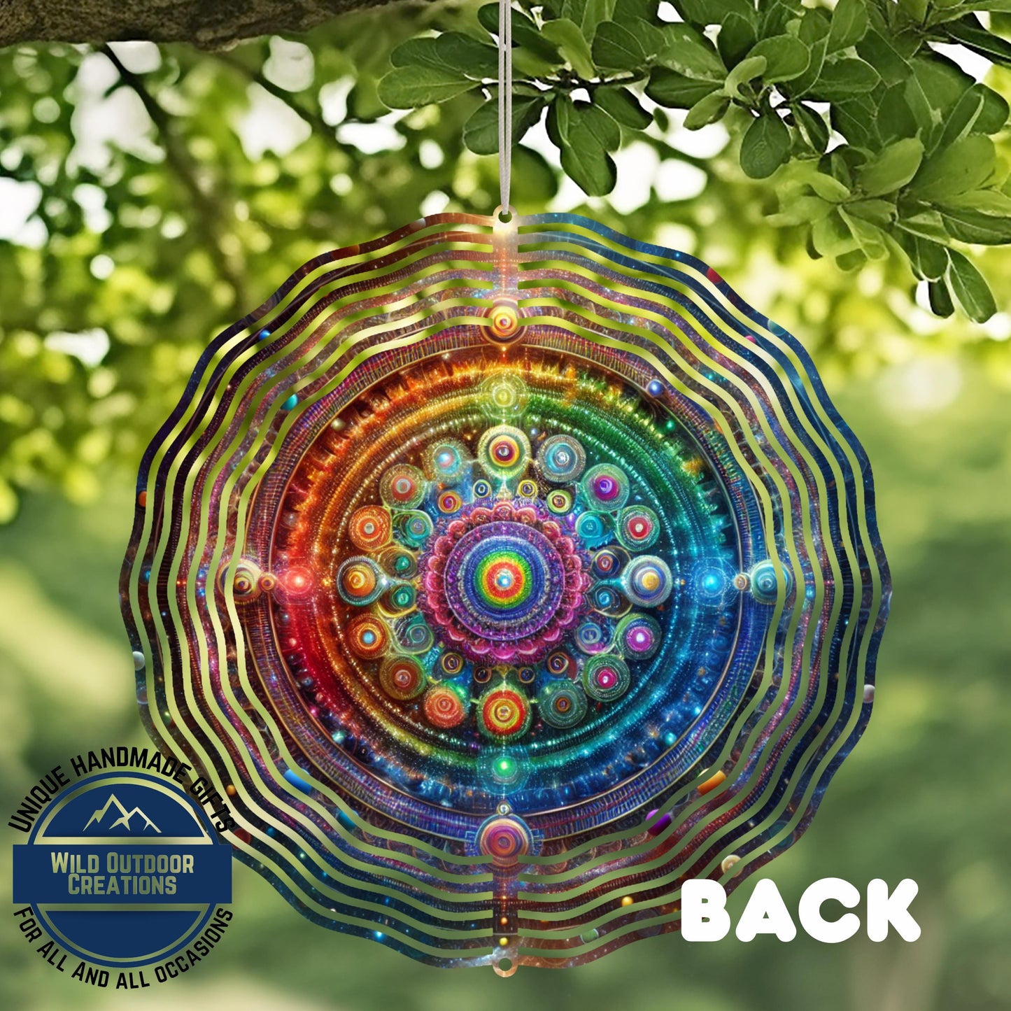 Neon Mandala Wind Spinner - Boho Garden Decor | Double Sided Aluminum Spinner
