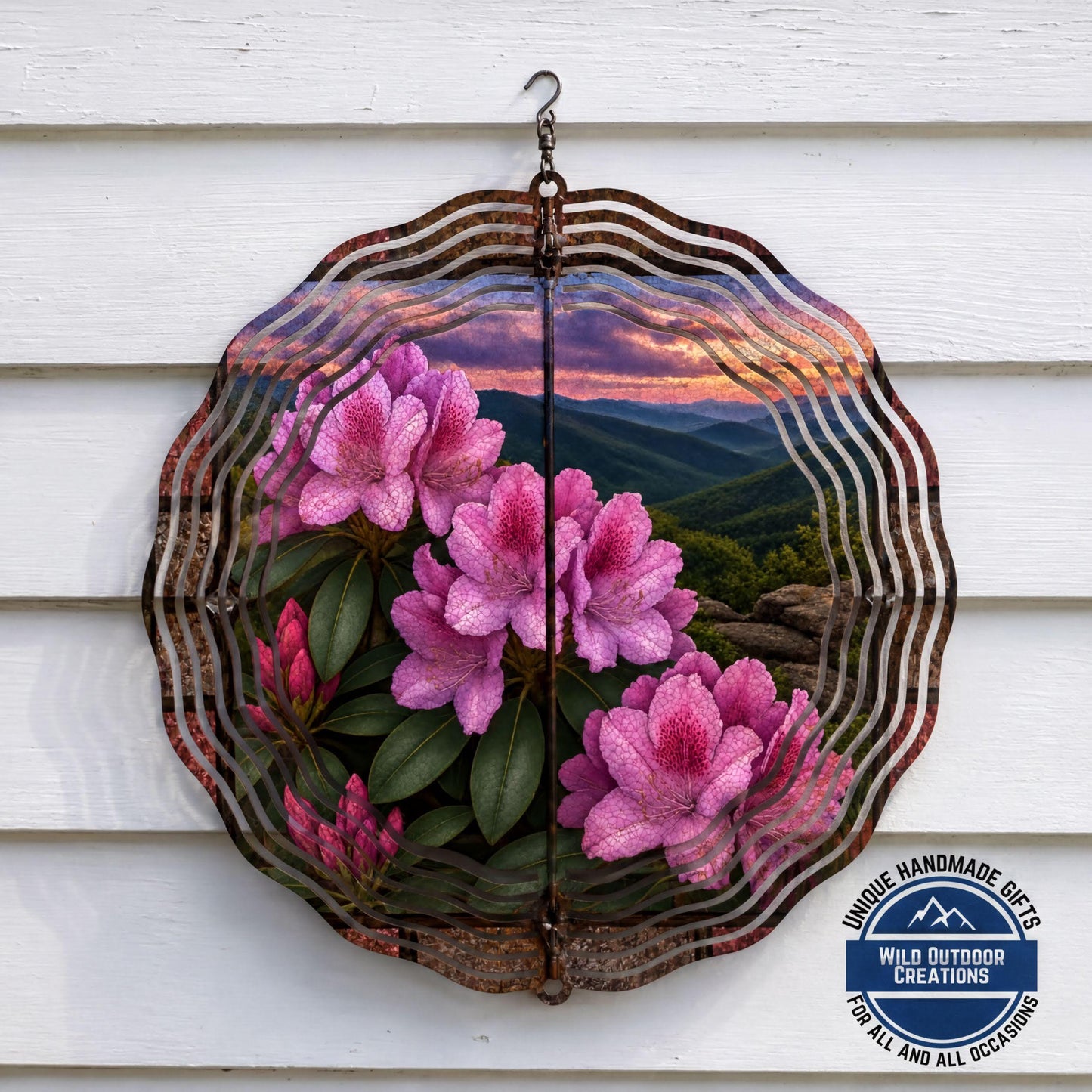 West Virginia Rhododendron Wind Spinner State Flower Mountain Sunset Garden Outdoor Decor Gift