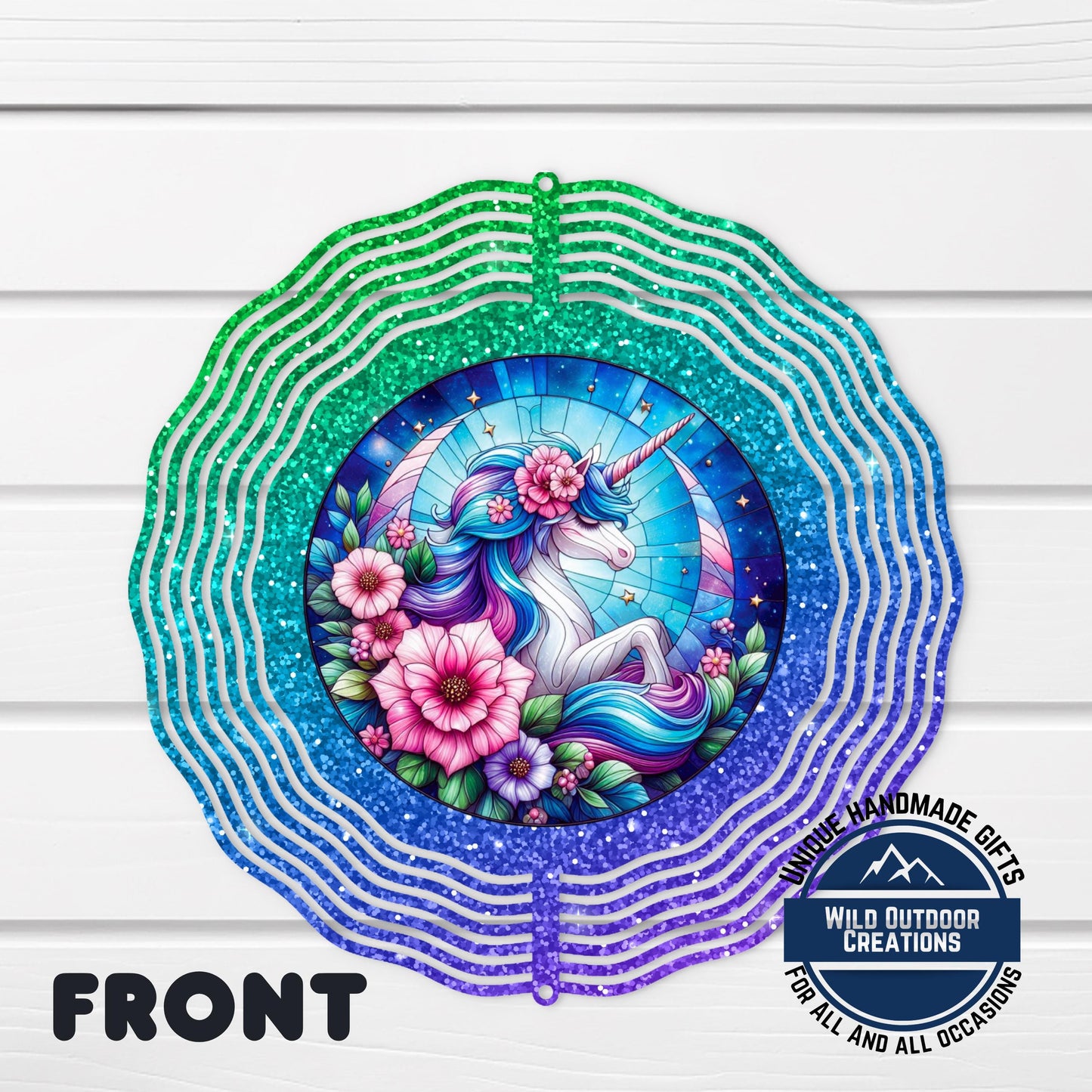 Unicorn Wind Spinner - Double Sided Glitter Ombre 10 Inch Outdoor Decor