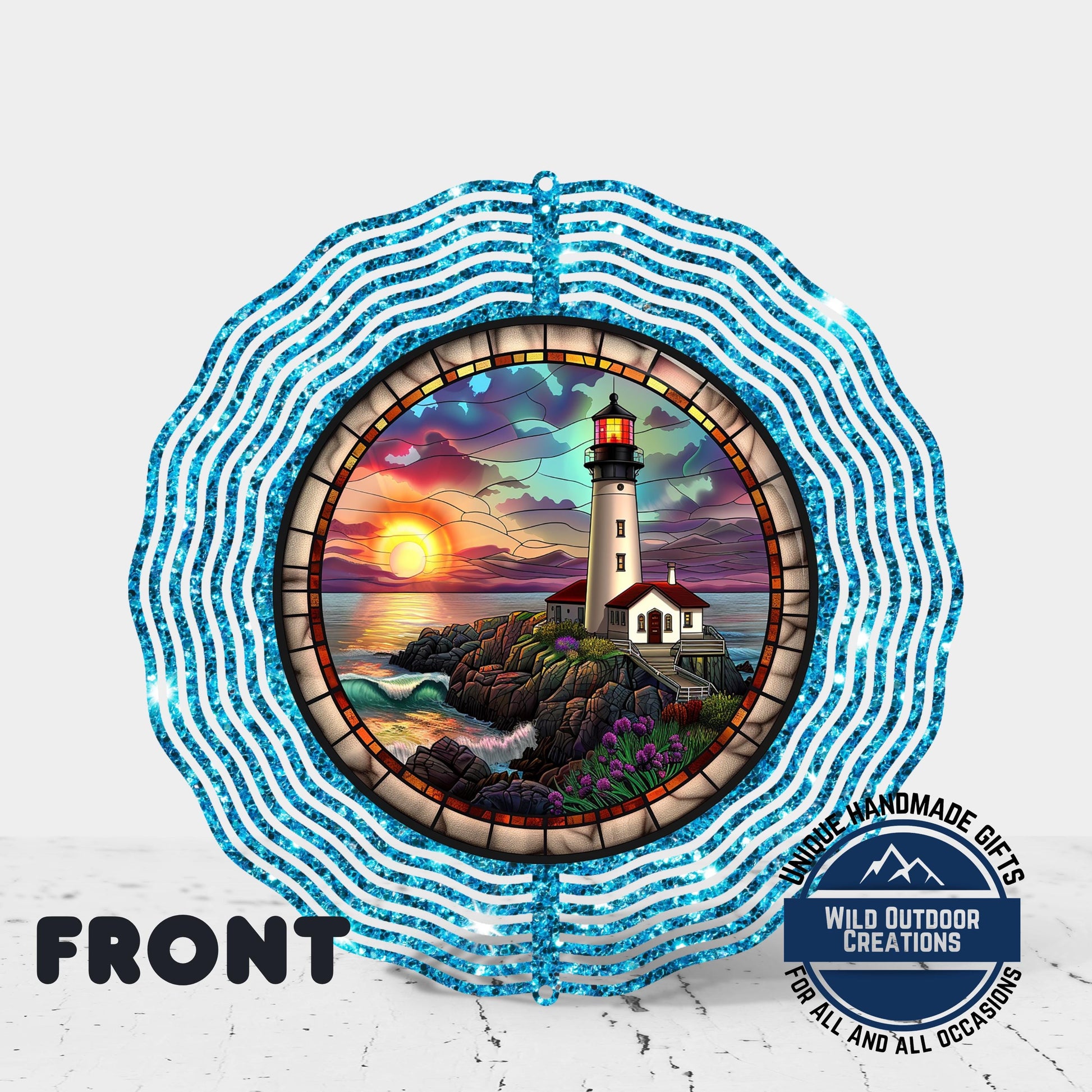 Lighthouse Wind Spinner - Double Sided Coastal Yard Art with 360 Swivel Hook - additional product photo 11