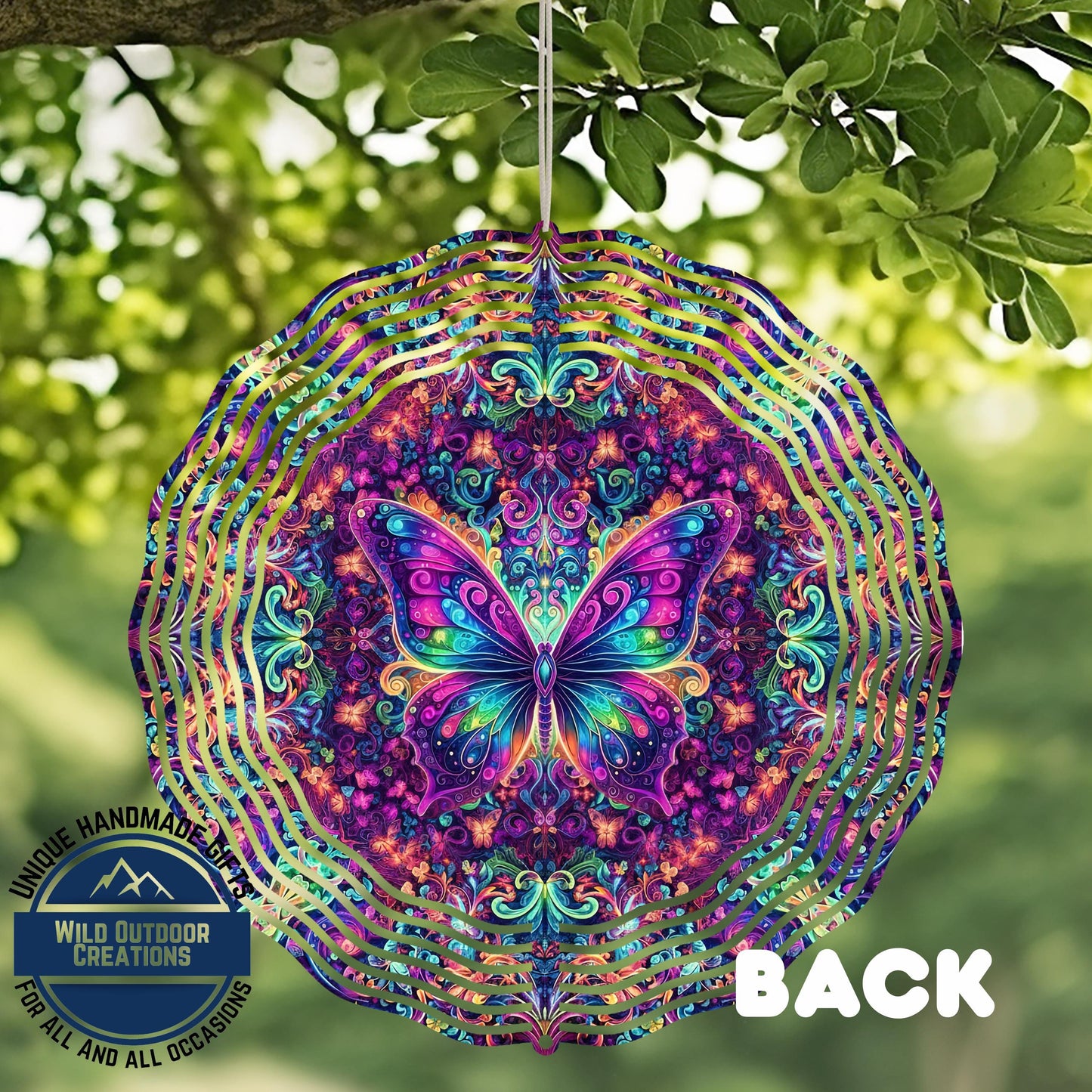 Psychedelic Butterfly Spinner - 10 Inch Outdoor Wind Spinner with 360° Swivel Hook