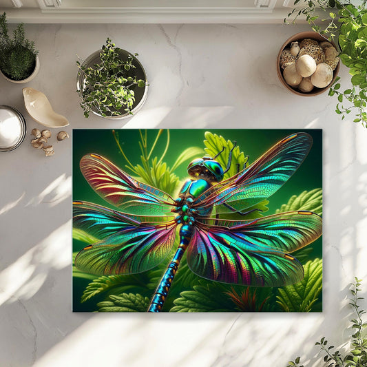 Dragonfly Tempered Glass Cutting Board - Unique Kitchen Decor for Nature Lovers
