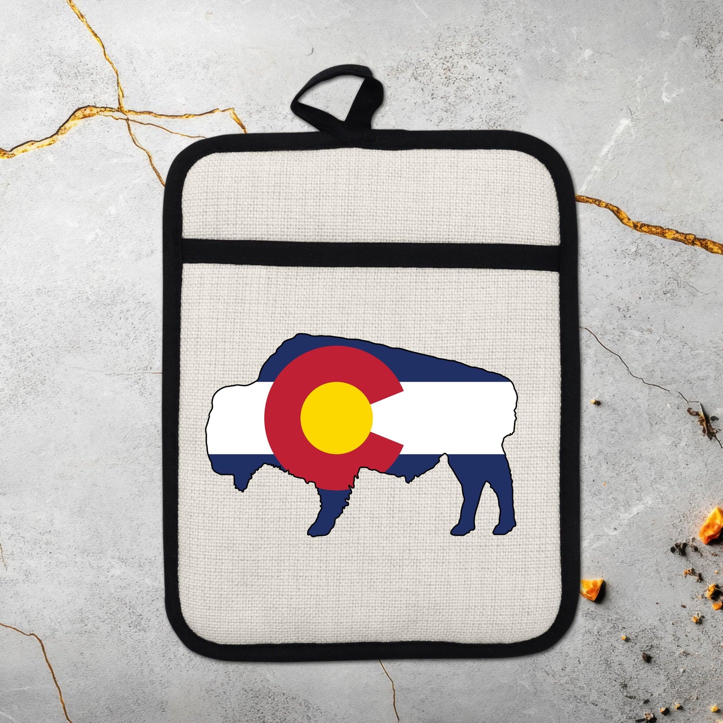 Bison Pot Holder – Colorado Pot Holder With Linen & Silicone, Heat Resistant Trivet