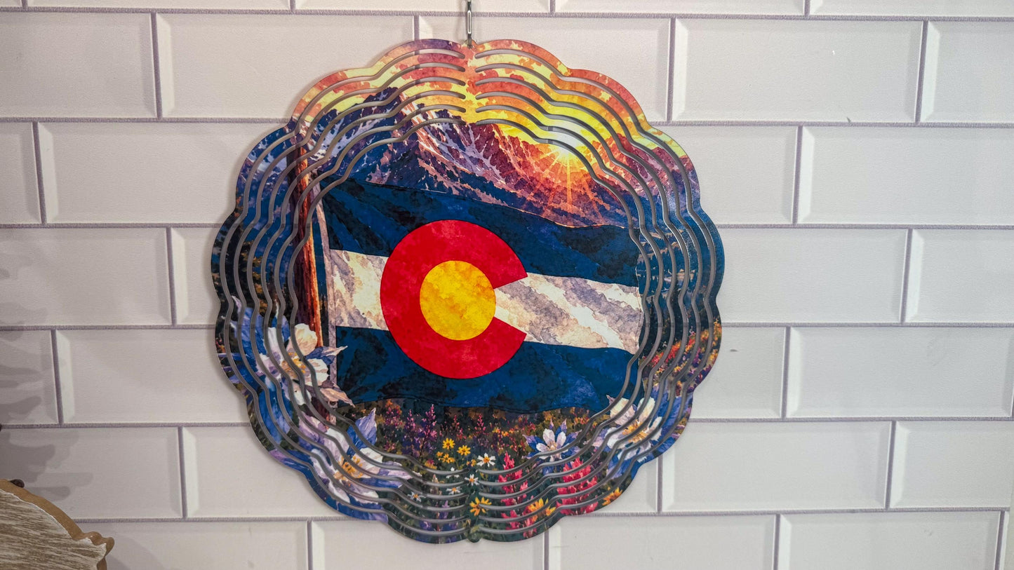 Colorado Flag Wind Spinner | 360 Swivel Indoor-Outdoor Accent Set