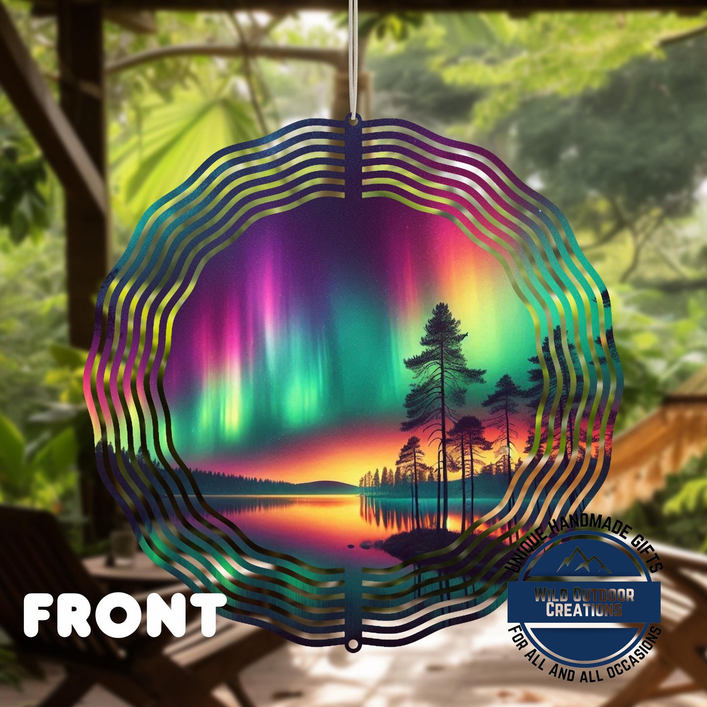 Aurora Borealis Wind Spinner - Double Sided Aluminum Garden Decor with 360 Degree Swivel