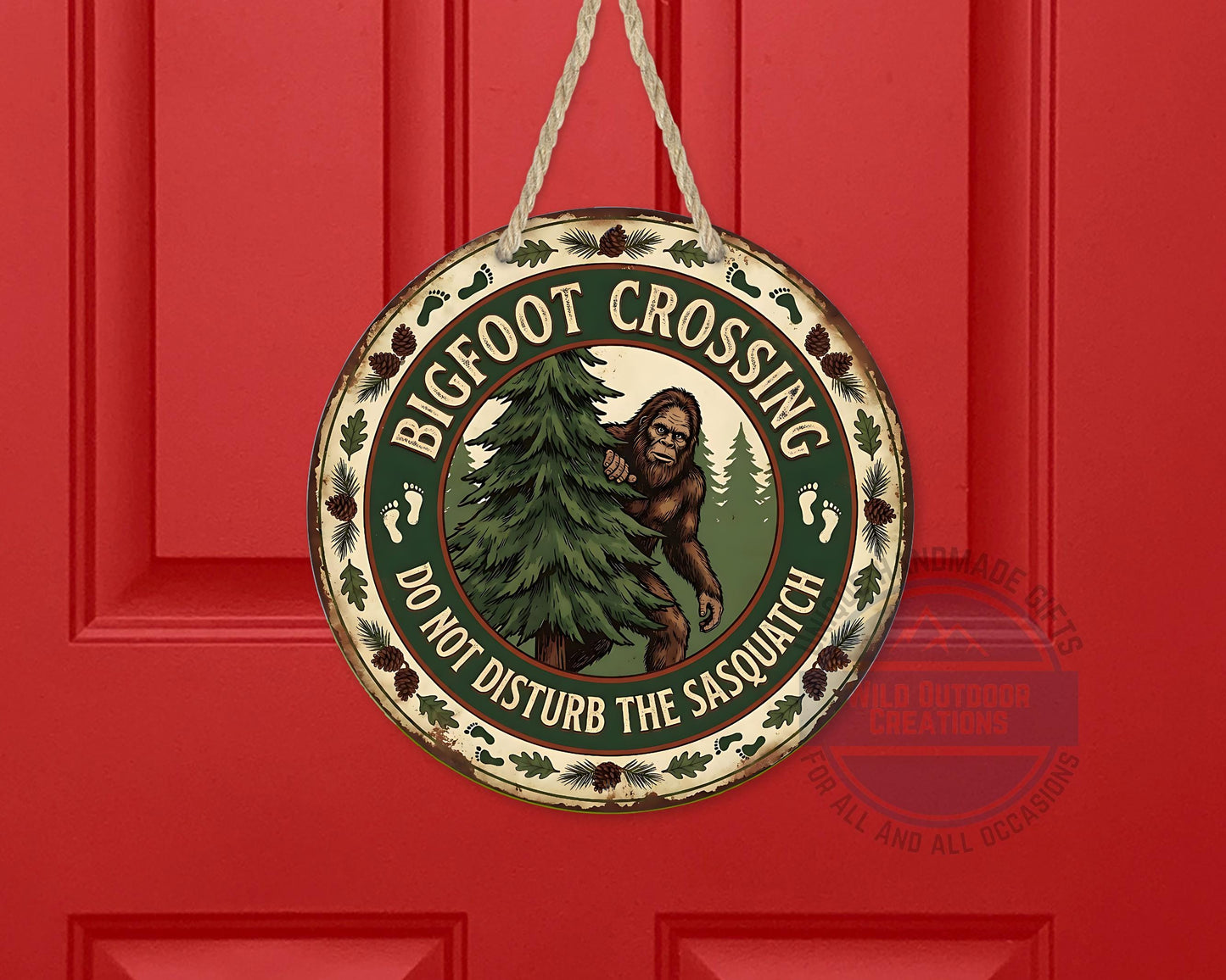 Bigfoot Crossing Sign - Rustic Cabin Decor | Weather Resistant Outdoor Porch Sign