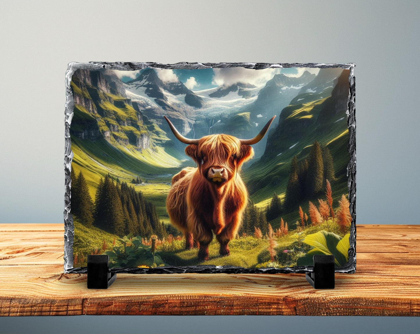 Highland Cow Plaque – Rustic Farmhouse Decor With Durable Slate Art