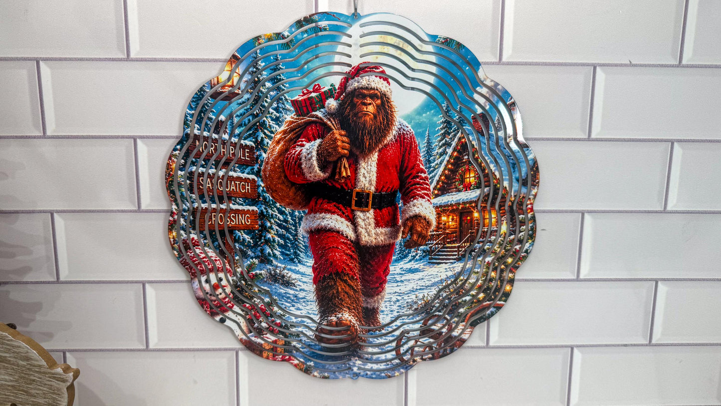 Bigfoot Santa Wind Spinner, 360 Swivel, Indoor Outdoor, 10 Inch