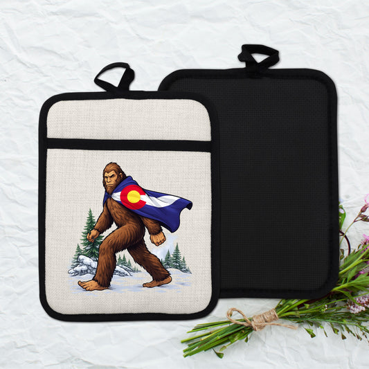 Sasquatch Pot Holder | Colorado Kitchen Decor - Bigfoot Oven Mitt & Heat Resistant Trivet