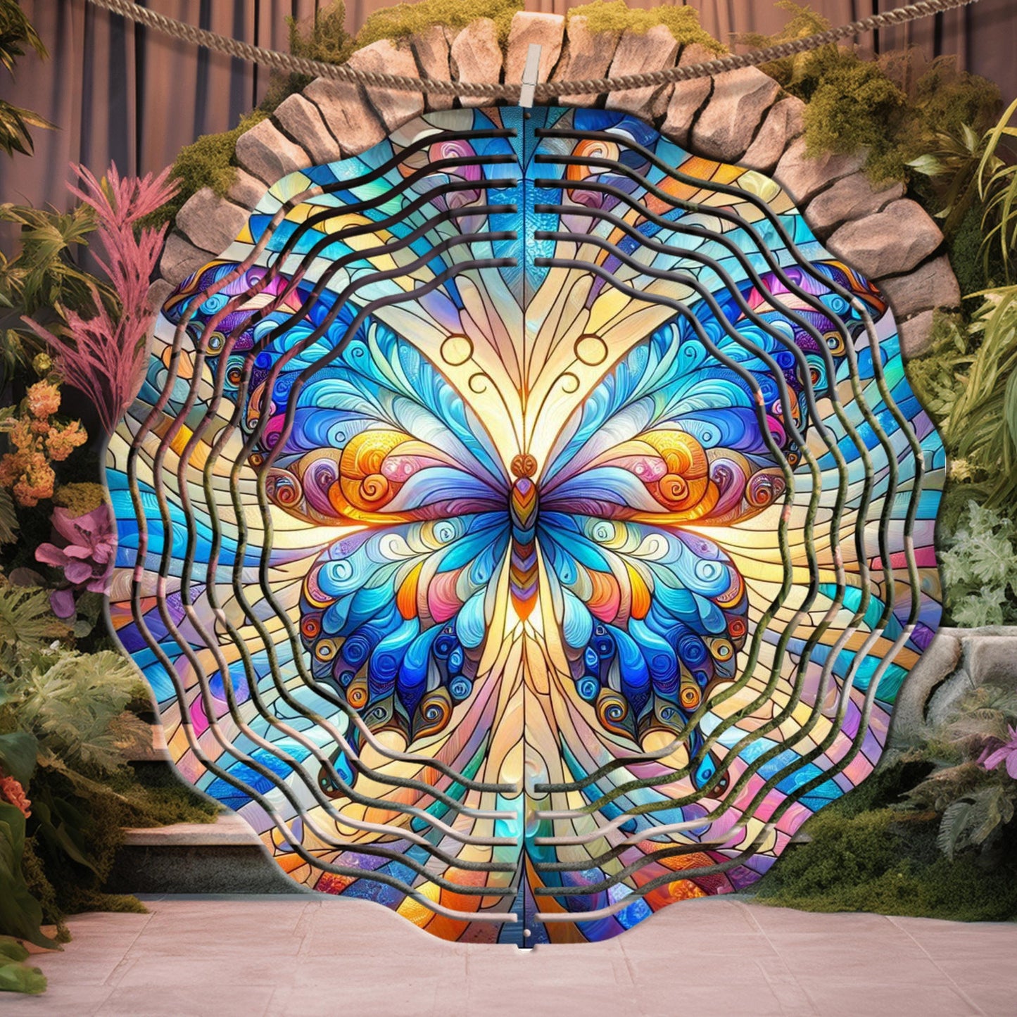 Butterfly Wind Spinner - Colorful Metal Garden Decor with UV Protection
